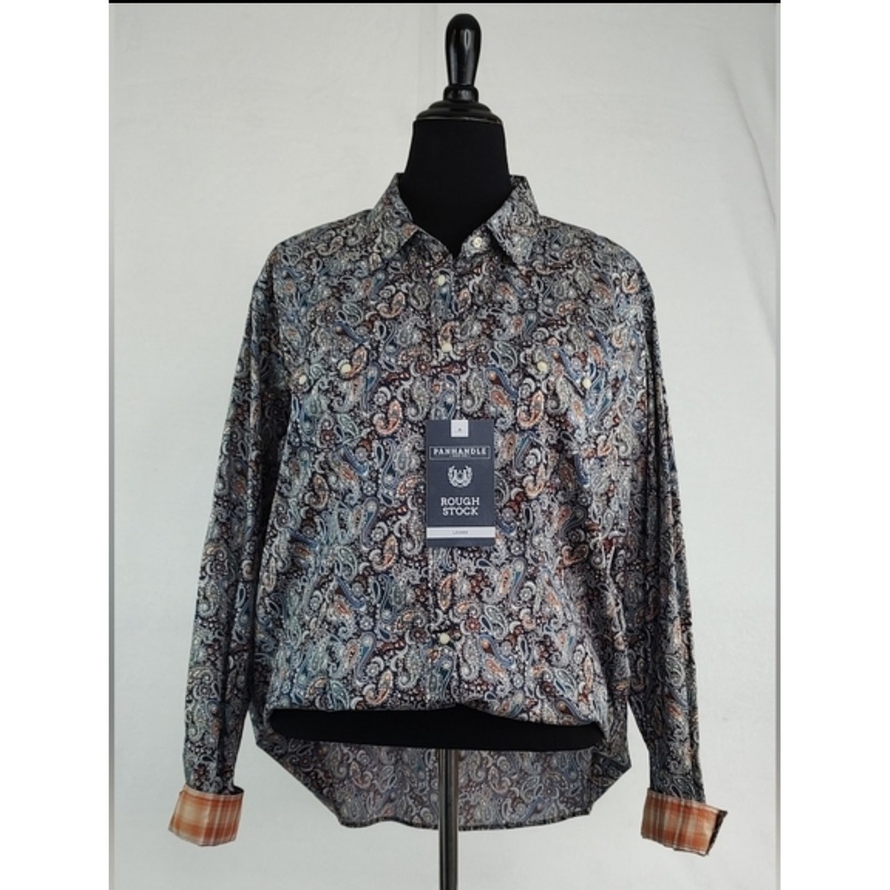 Panhandle Slim Paisley Button-Down Shirt in Blue and Brown Tones